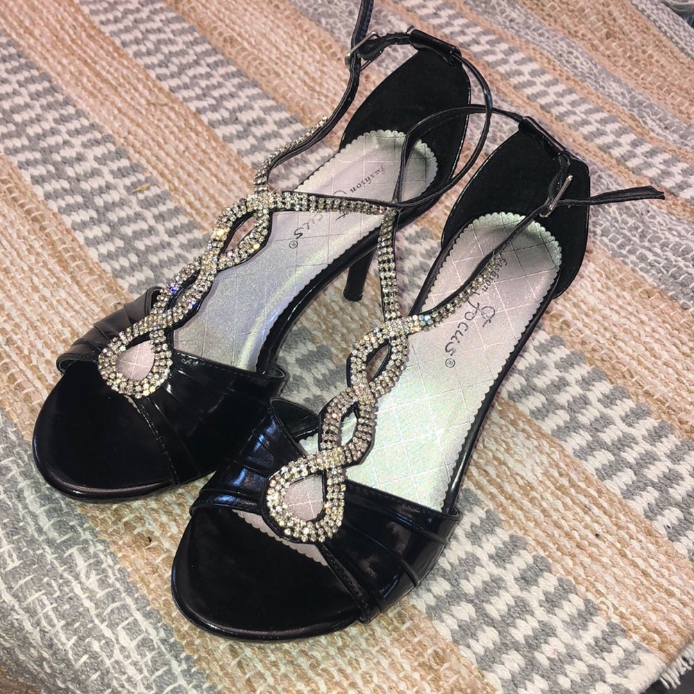 Fashion Focus black bedazzled heels